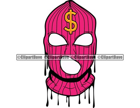 Digital Gangster Ski Mask Gold Teeth Holding Money Stack Svg Design