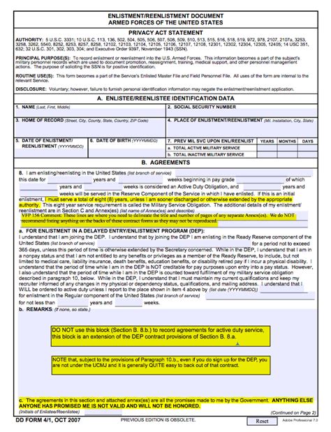 Filling Out The Contract Dd Form 4 Military Truth