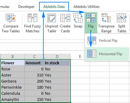 Flip Columns Rows And Tables In Excel