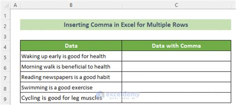 How To Insert Comma In Excel For Multiple Rows