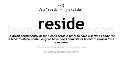Pronunciation Of Reside Definition Of Reside