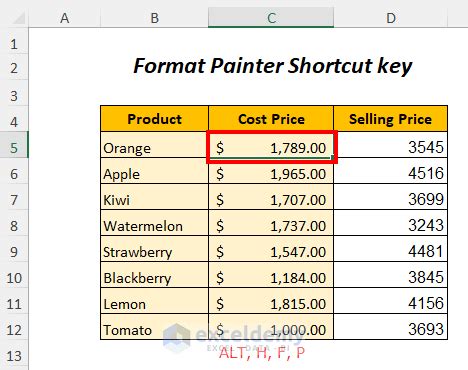 Shortcut Key To Use Format Painter In Excel Shorts