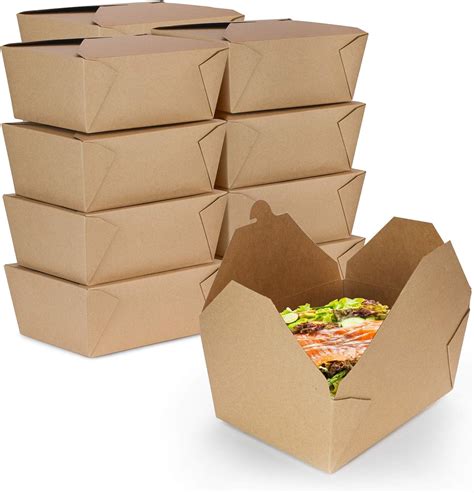 Takeout Containers With Lids Takeaway Boxes Hot Bargains 500Ml Kraft Paper Food Containers With Plastic Lids Rectangular For Restaurant Use Pack Of 100 Food Storage Containers With Lids Cambro Commercial Food Storage