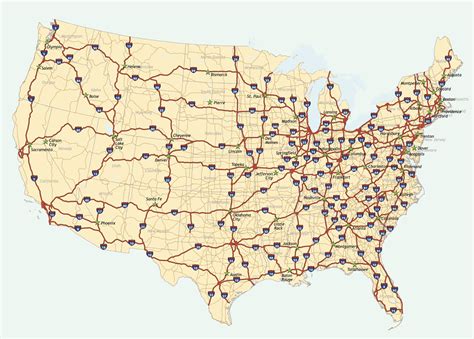 Us Interstate Highway Map With Major Cities