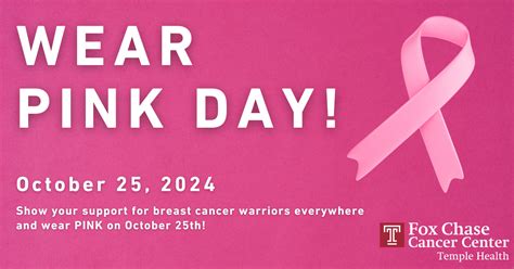 Wear Pink Day Join Us In The Fight Against Breast Cancer Fox Chase Cancer Center Philadelphia Pa